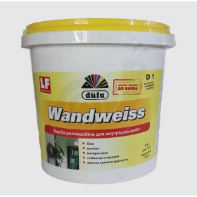 Dufa Wandweiss D1, белая матовая дисперсия, 1 л