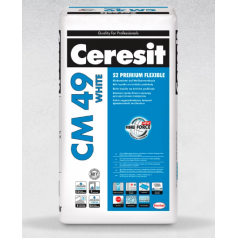CERESIT CM-49 WHITE S2 Premium Flexible, Клеящая смесь для плитки, 20 кг CERESIT CM-49 WHITE S2 Premium Flexible, Клеящая смесь для плитки, 20 кг
