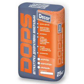 DOPS Decor (Полипласт), Штукатурка декоративная «Барашек», зерно 2 мм, белая, 25 кг